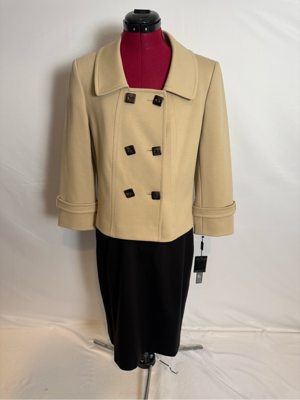 NWT Tahari ASL Skirt Suit Size 8 Camel & Brown 2-Piece Set Blazer & Skirt